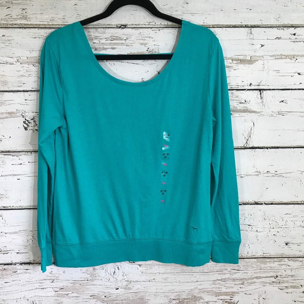 Victoria Secret Pink teal backless top NWT